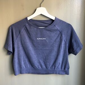 Alphalete Womens Crop Top Blue Grey Size: 2XL